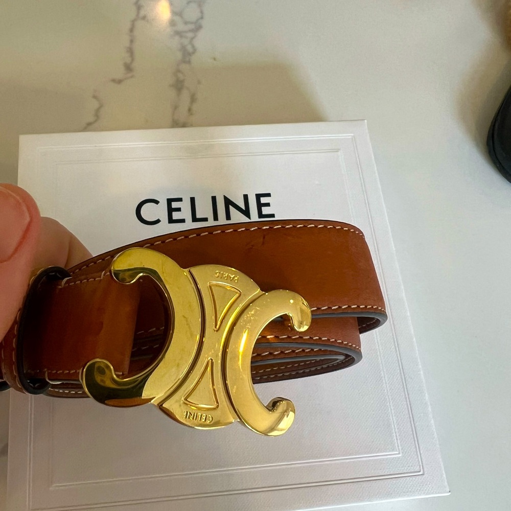 Celine Triomphe leather belt